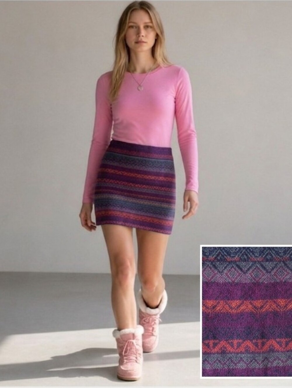 Krimson Klover Merino Silk Nylon Cotton Winter Skirt Knee Mini Purple Icelandic